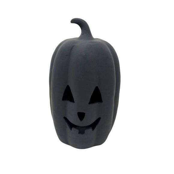 12" Paper Mache Jack-o’-Lantern Pumpkin Decor, Black – Halloween 2025 Walmart - Picture 1 of 8